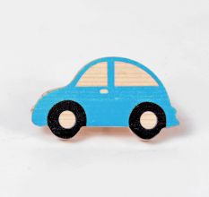 Handcrafted Pine Wood Blue Car Knob